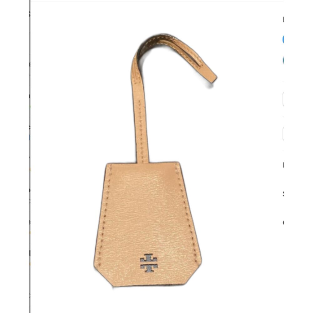 Tory Burch Tan Leather Logo Embossed Handbag Tag
